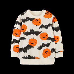Toddler Halloween Pumpkin Print Crew Neck Pullover Sweater- Multiple Sizes-New!